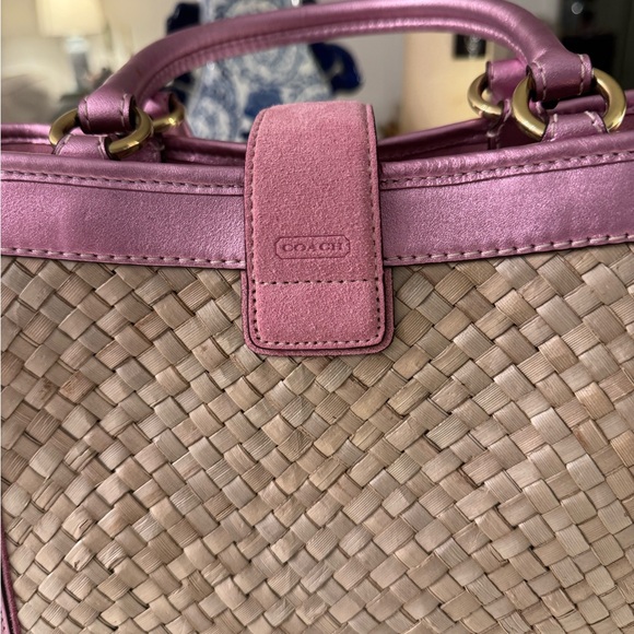 🩷 NWT COACH STRAW AND LEATHER TOTE! - Picture 6 of 13